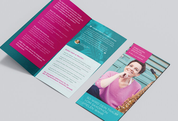 Saxophon leicht gemacht mit Katja Lau Flyer für das Programm Saxophon leicht gemacht mit Katja Lau