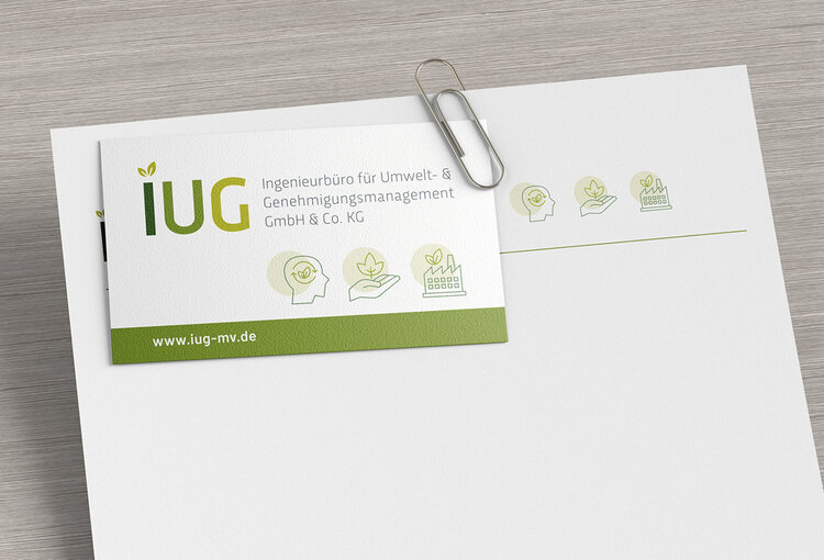Briefbogen und Visitenkarte für die IUG GmbH & Co.KG Briefbogen und Visitenkarte für die IUG GmbH & Co.KG