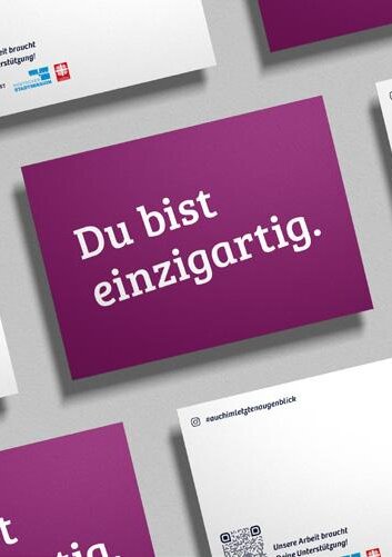 Vorder- und Rückseite von Postkarten für die Kampagne "Und was ist Dir in Deinem Leben wichtig?"