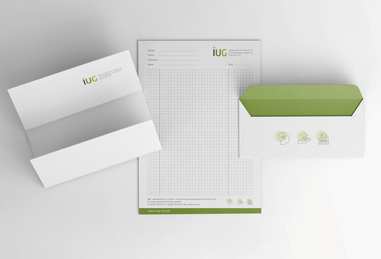 Briefbogen und Umschlag für die IUG GmbH & Co.KG Briefbogen und Umschlag für die IUG GmbH & Co.KG