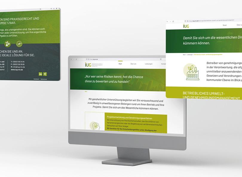 Darstellung einer Webseite für die IUG GmbH & Co.KG
